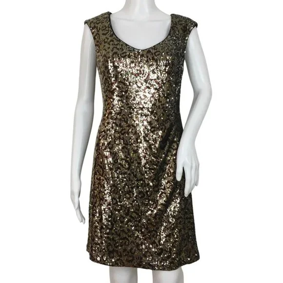 Nanette Lepore Women Leo Sequins Dress Size 6 Elegant Gold Multicolor -  joarbit.com